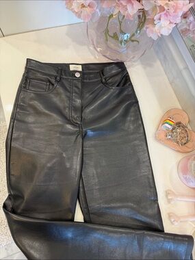 Aritzia High-Rise Black Faux Leather Pants